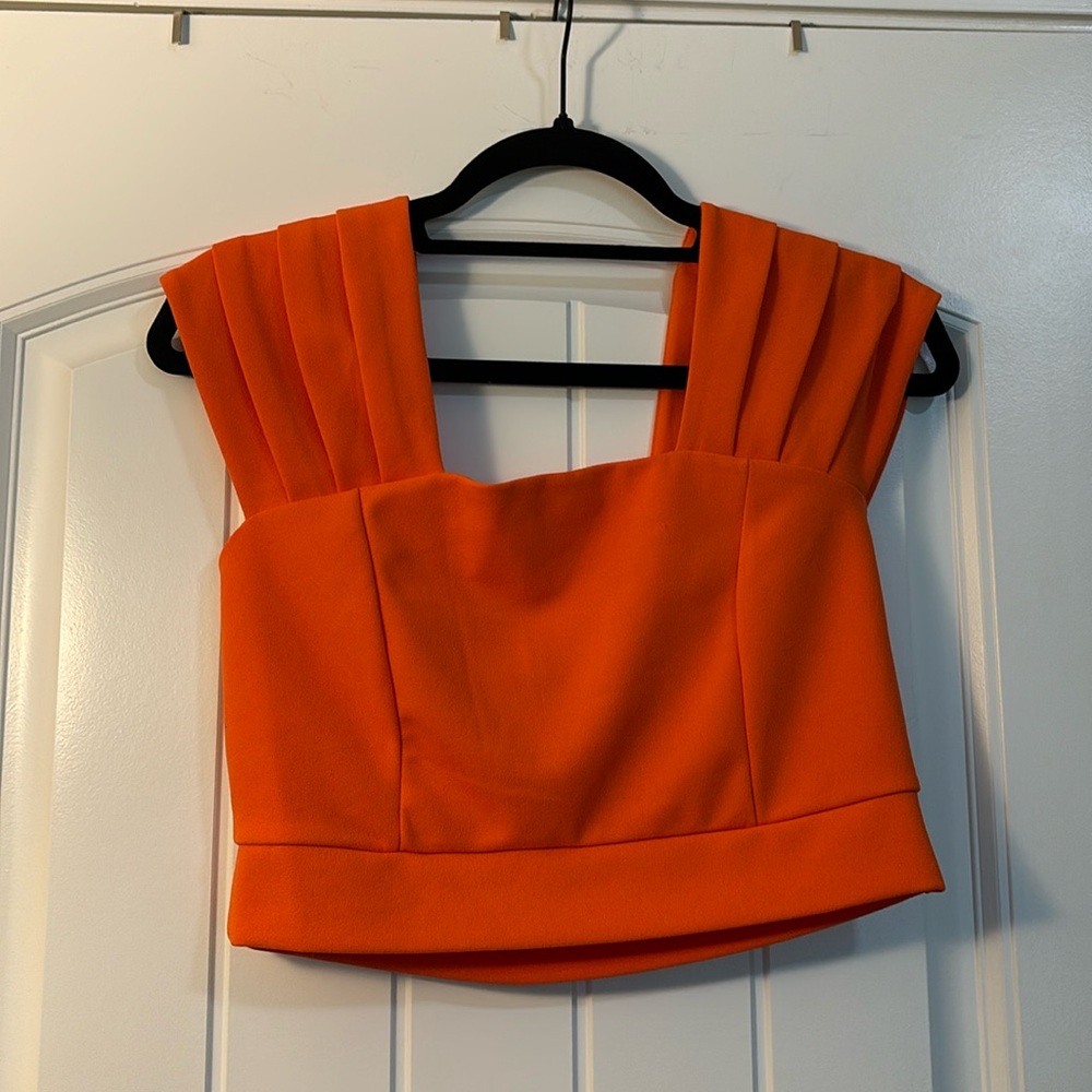 Orange Shoulder Crop Top